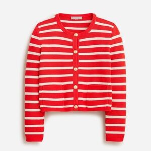 J Crew Emilie Striped Lady Jacket Cardigan Sweater Sz Sm Golden Buttons Preppy